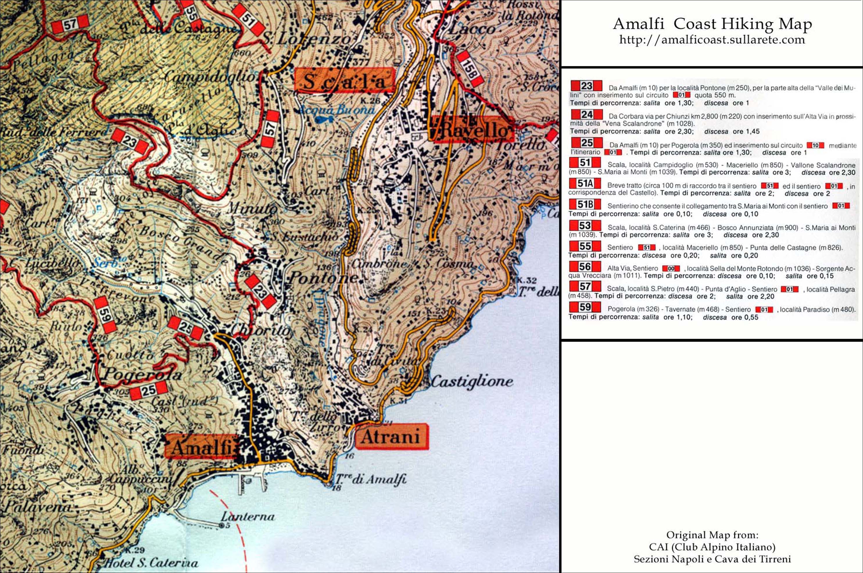 Amalfi Coast Online Travel Guide Amalfi Coast Hiking Maps
